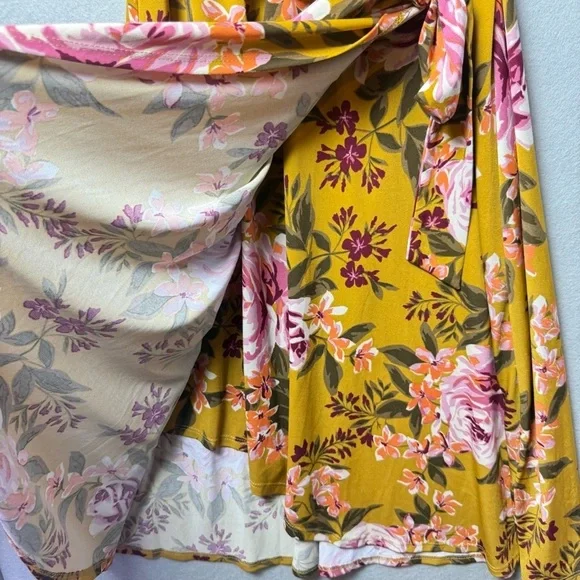 Donna Morgan Women’s Floral Print Yellow Dress Belted size 14 - Picture 6 of 10